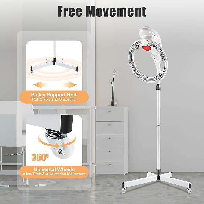 Stand Hair Dryer, 360° Orbiting Rotating Hair Processor, 950W 110V Salon Drying Perming Machine Multifunctional Adjustable Hair Steamer Salon Hair Equipment for Scalp Care, Permed Colored Hair