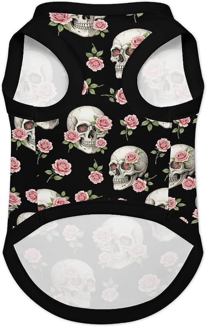 Halloween Pet Vest Rose Skull Pet Shirts X-Small | blossom Dog Shirt Vest cute pet Sleeveless Vests Ice Silk Dog T-Shirts holiday Dog Clothes Halloween Canine Wear