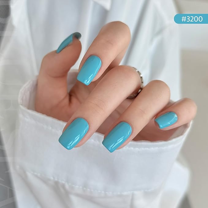 GAOY Blue Gel Nail Polish Set, 6 Colors Light Baby Blue, Soak Off UV Light Cure Gel Polish Kit for Nail Art DIY at Home
