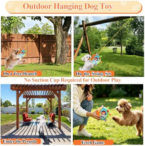 ASOCEA Hanging Dog Toy with Suction Cup, Colorful Squeaky Play Ball