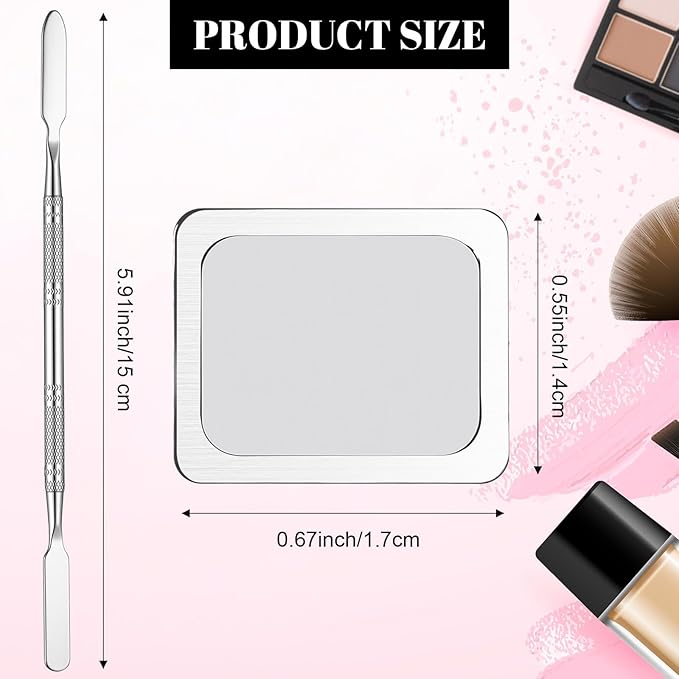 Sumind 101 Pack Metal Stickers for Eyeshadow Palette Set, Includes 1 Makeup Depotting Tool, Adhesive Empty Metal Makeup Colorful Palette Stickers(100 Pcs Square)