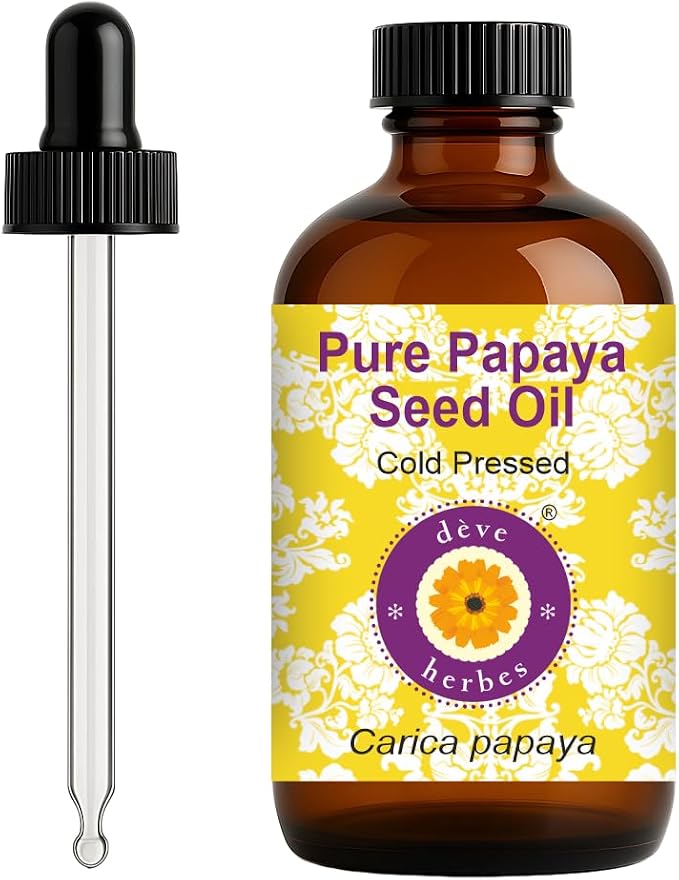 dève herbes Papaya Oil (Carica papaya) with Glass Dropper | Cold Pressed | Pure | Natural | For Diluting Essential oils | For Skin & Massage | Non-Sticky| Lightweight| Unisex | 120ml (4 oz)