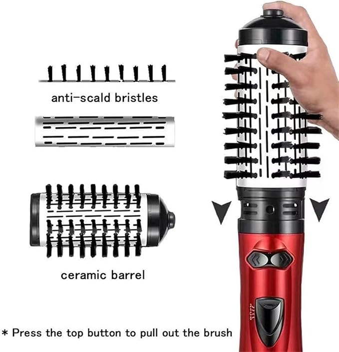 3-in-1 Hot Air Styler & Rotating Hair Dryer Brush with 2 Interchangeable Brushes | Anti-Frizz Ionic Technology for Straightening, Drying & Curling | 3 Heat Settings & 360° Rotation (Silver)