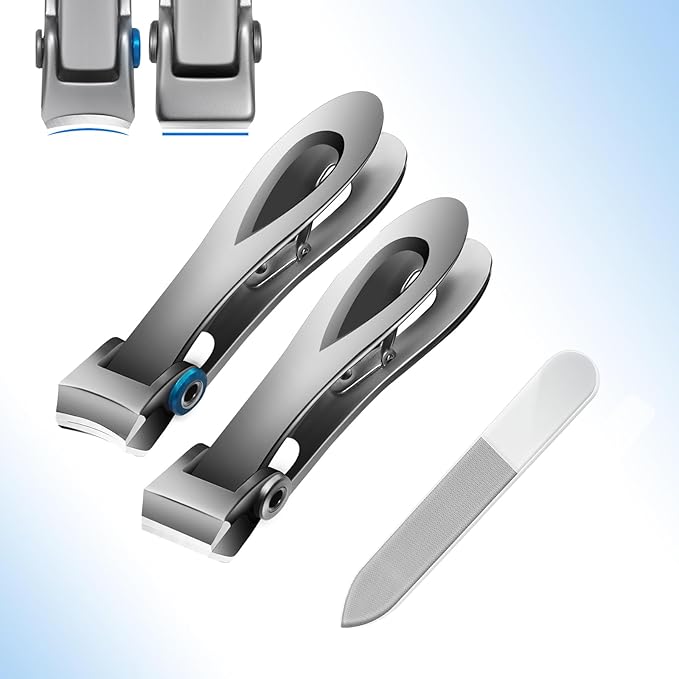 Heavy Duty Nail Clippers for Thick Toenails, Extra Large Toenail Clippers for Thick Nails, Curved & Straight Nail Cutter and Straight Nail Clipper Set, Silver