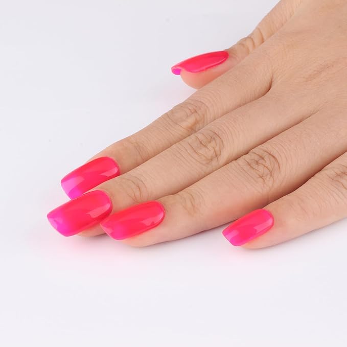 Jelly Hot Pink Gel Nail Polish,Sheer Translucent Clear Neon Hot Pink Gel Polish for Manicure Salon or DIY Nail Art at Home,0.51 Oz - GP0011