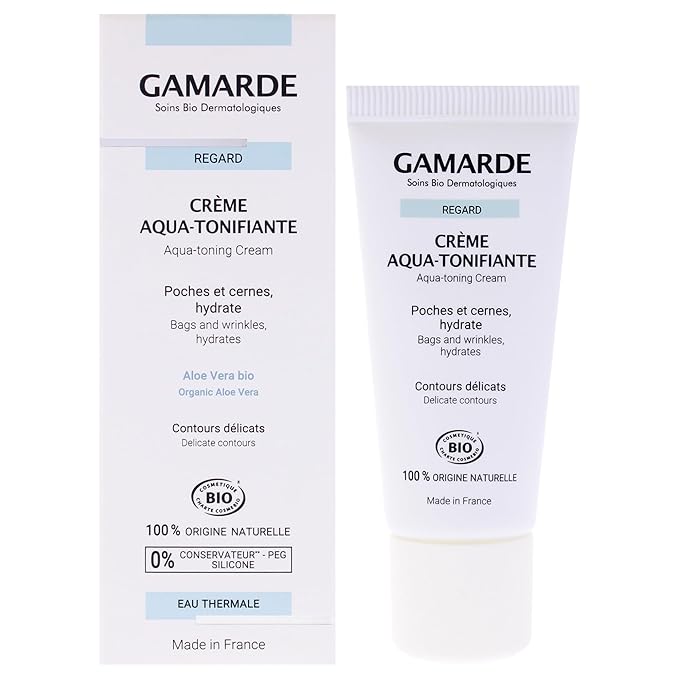 Gamarde Aqua-Tonifying Cream - Anti Aging Eye Cream Reduces Puffiness and Dark Circles - Hyaluronic Acid and Aloe Vera Restores Hydration - 0.7 oz