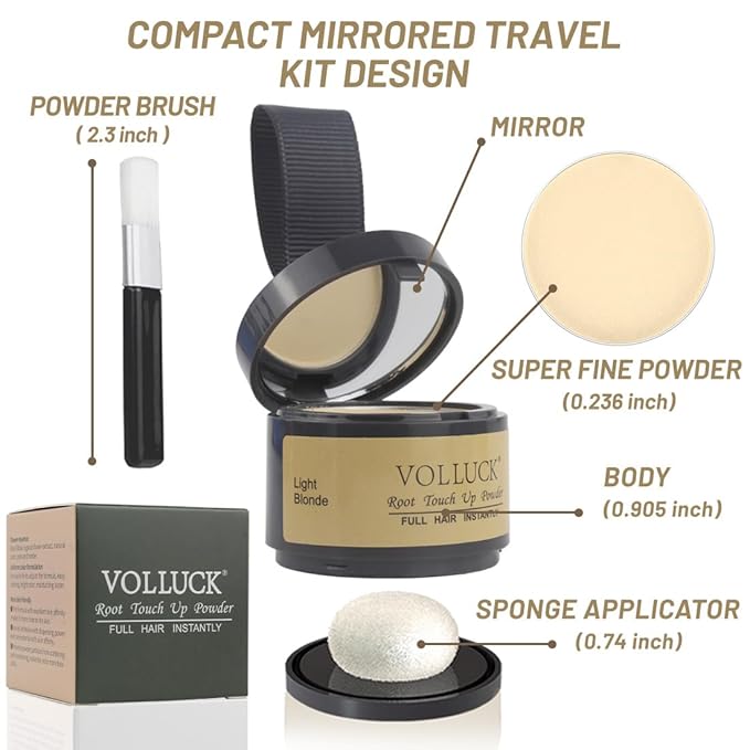VOLLUCK Root Touch up Powder, Instant Hairline Powder for Thinning Areas and Gray Hair Coverage, Natural and Non-greasy Root Cover up for Women and Men (Light Blonde, 0.14 Ounce)