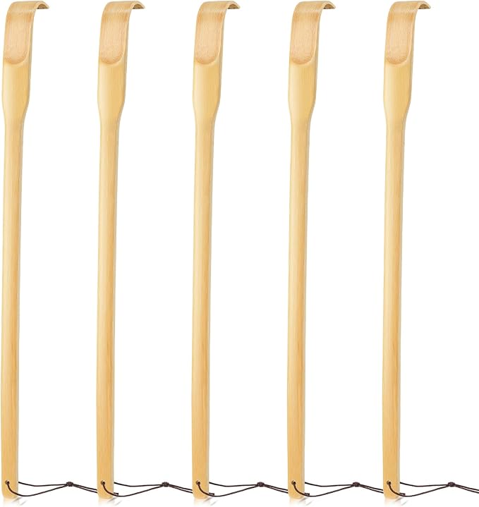 Bamboo Back Scratcher, 16.5 Inch Long Handle Wooden Back Scratchers, 100% Natural Back Scratchers for Adults Men Women Gift(5 PCS)