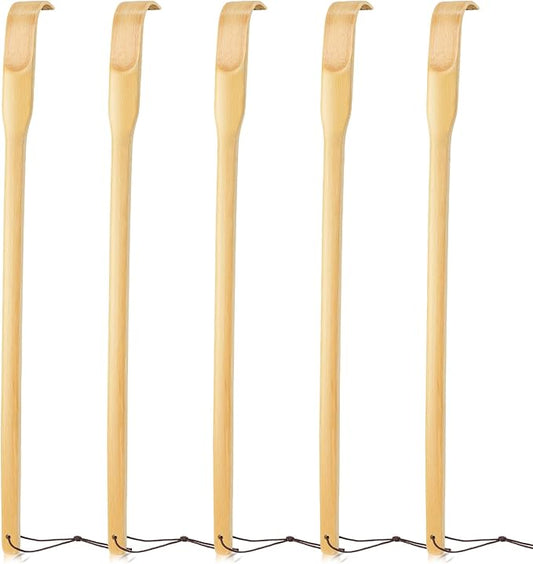 Bamboo Back Scratcher, 16.5 Inch Long Handle Wooden Back Scratchers, 100% Natural Back Scratchers for Adults Men Women Gift(5 PCS)