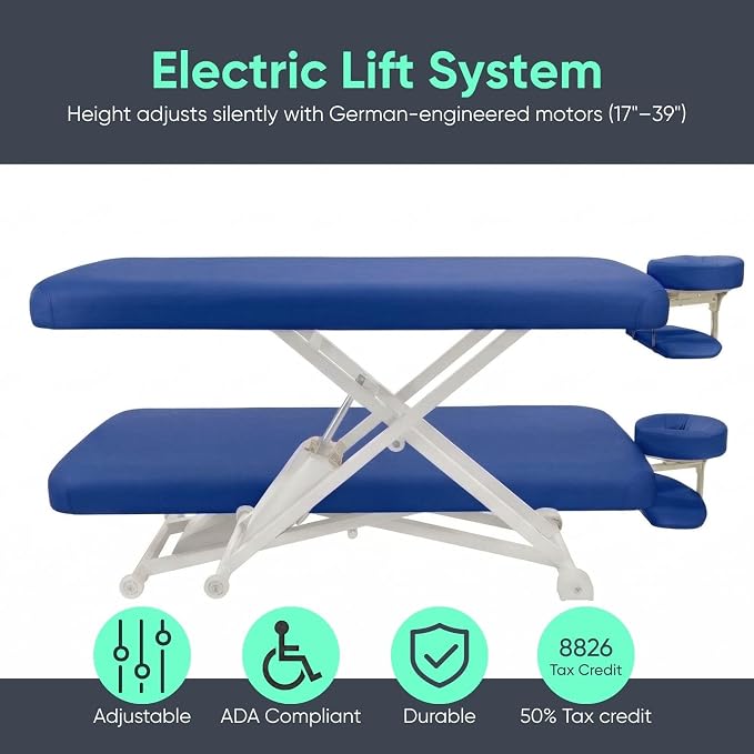 Electric Massage, Spa, and Treatment Table - Adjustable Height and Foot Control, ADA Compliant Treatment Table for Esthetician, Massage Therapists and Spa Professionals