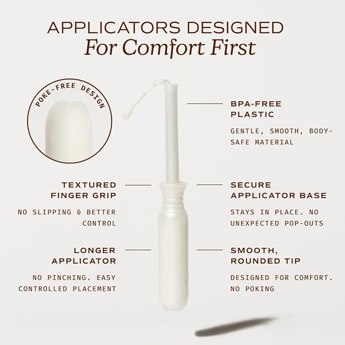 August Regular and Super Tampons - Easy-Glide Long Applicators - 72-Pack (36 + 36) 100% Organic Cotton Tampons for Women, Non-Toxic, Fragrance-Free, and Hypoallergenic