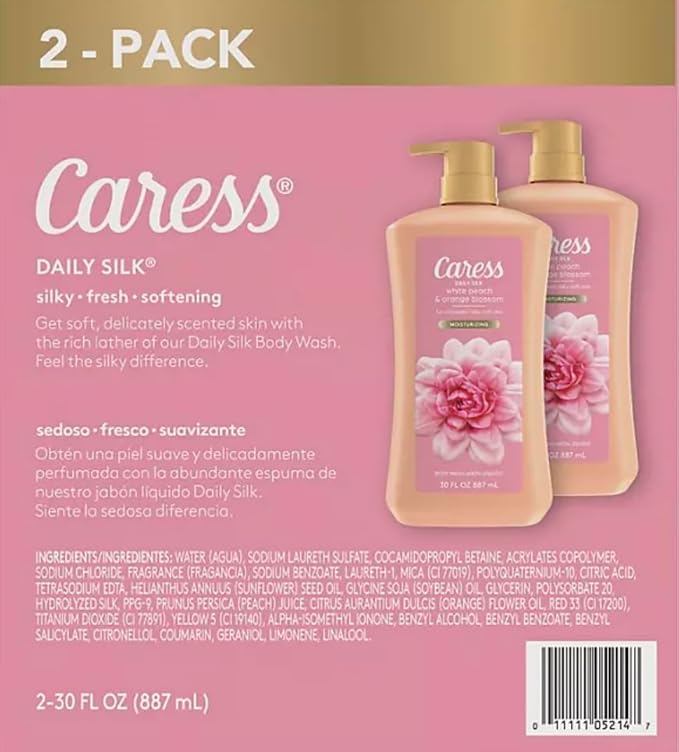 Caress Daily Silk Hydrating Body Wash, White Peach & Orange Blossom (30 fl. oz, 2 pk), Pink