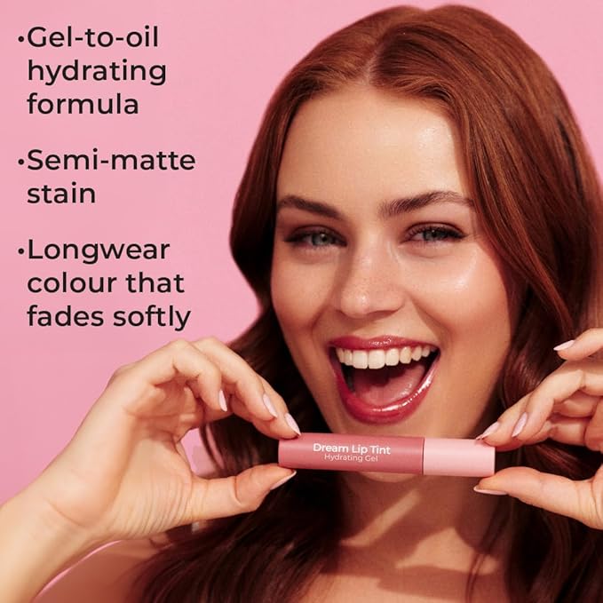 MCoBeauty - Dream Lip Tint Hydrating Gel - Semi-Matte, Long-Lasting Lip Stain with Jojoba Oil & Sunflower Oil - Vegan, Cruelty Free Cosmetics - Nude Rose Shade