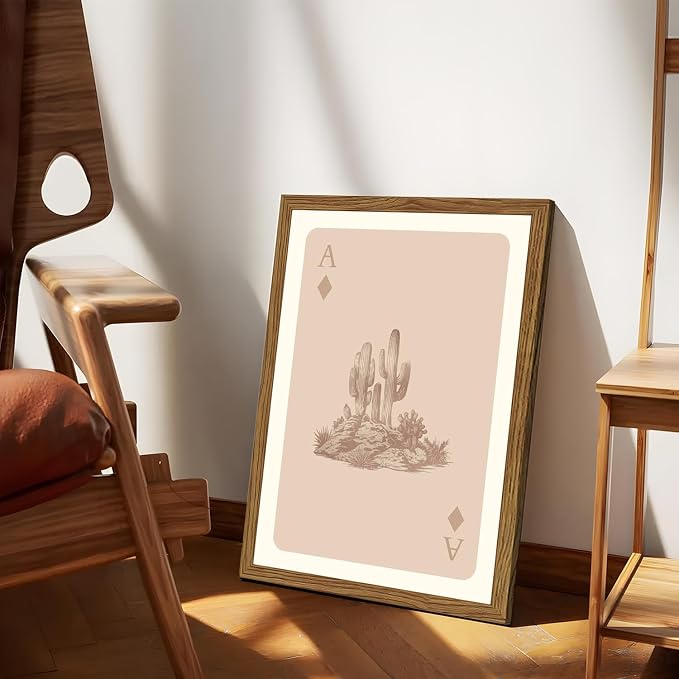 Western Wall Art Set of 3, Vintage Southwestern Cowboy Playing Card Wall Decor Painting, Longhorn Bull Skull and How Lucky Are We Canvas Prints Artwork for Bedroom Living Room 16x24 inch Wood Framed