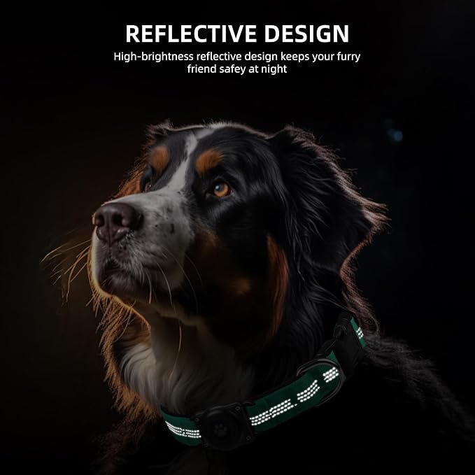 Upgrade Dog Collar with AirTag Holder, IP68 Waterproof, Teal, XL | Built-in Water Resistant AirTag holder, 1000D Nylon, Reflective Stitching for Night Visibility, Soft padding for Comfort