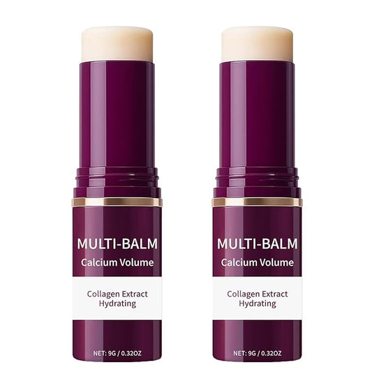 2Pcs Wrinkle Bounce Calcium Multi-Balm Stick, Collagen Moisturing Multi Balm, Wrinkle Core Stick for Under-Eye, Forehead, Neck Skin Care Line Hydrating, Firm & Plump