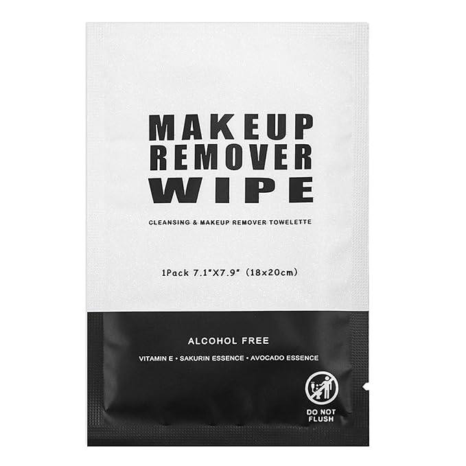 200 Count Makeup Remover Wipes Bulk Individually Wrapped Face Cleansing Wipes,Travel Towelette Makeup Remover Cloth for Face Cleansing Skin Care Remove Makeup(Black)