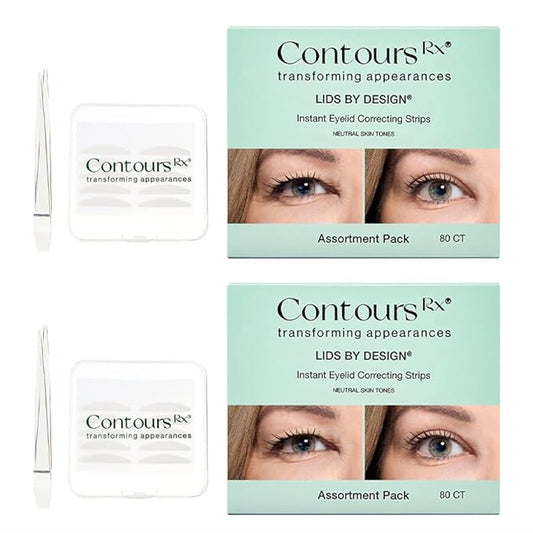 Contours Rx Lids By Design - Medical Grade Eyelid Correcting Strips for Heavy, Hooded, & Droopy Lids - Transparent, Anti-Aging, and Eyelid Lifting Treatment - (4mm - 7mm) Assortment Pack, 160ct