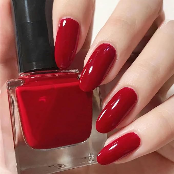 COSMOO 13ml Red Quick Dry Nail Polish, Red Long-Lasting Nail Lacquer for Nail Art Varnish, 0.43 fl oz