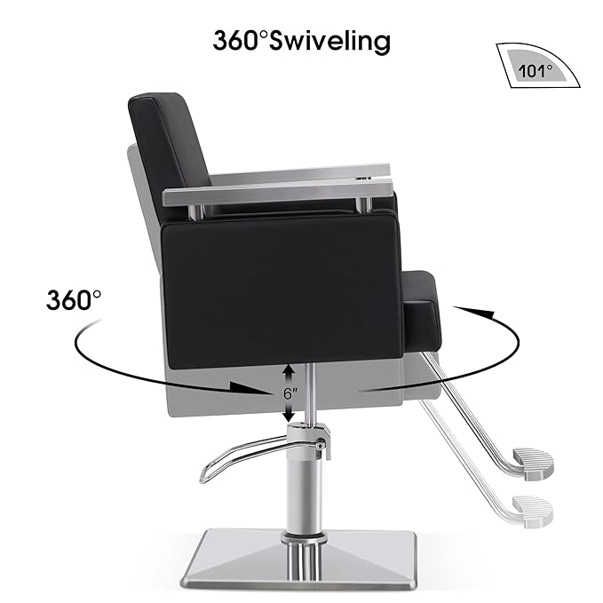 BarberPub Classic Hydraulic Barber Chair Styling Salon Chair for Hair Stylist Beauty Spa Equipment 8808 (Black)