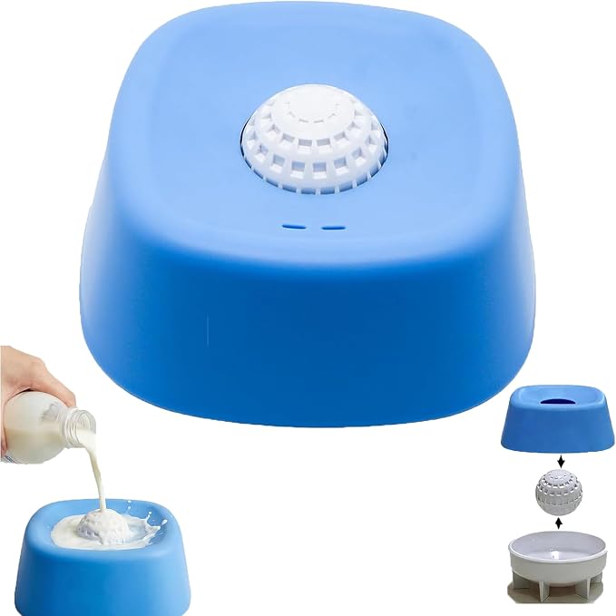 Slow Feeder Licking Bowl for Dogs, Rolling Ball Liquid Treat Dispenser for Broth Yogurt Puree, Non-Slip Food-Grade Bowl, Interactive Enrichment Toy for Puppies Small Medium Large Dogs (Blue-1PCS)