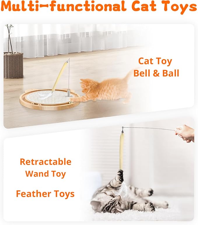 Cat Scratcher Toys Natural Sisal Pad Kitten Interactive Ball Track