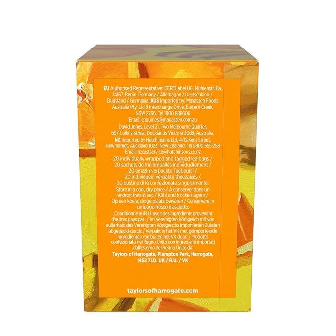 Taylors of Harrogate Mandarin & Ginger, Herbal Tea, Individually Wrapped Bags, 20 Count (Pack of 6), Zingy, Fragrant & Spiced, Caffeine-Free, Enjoy Hot or Iced, 120 Teabags Total