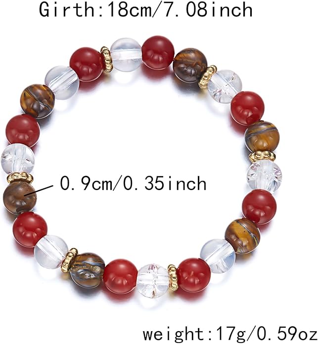 Healing Crystal Bracelet for Women Men Inspirational Bracelet Natural Stone Stretch Bracelet Spiritual Crystal Beads Bracelet Anxiety Relief Jewelry Gifts