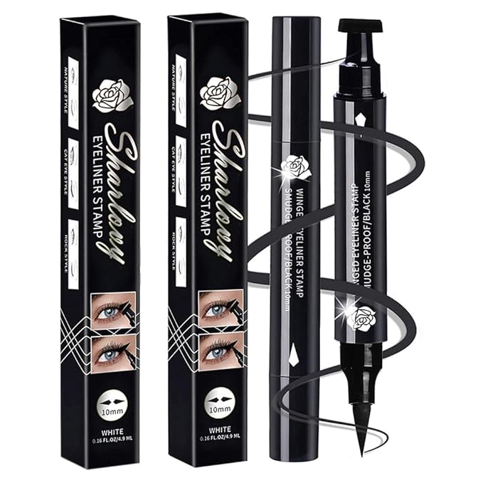 BONNIESTORE Winged Eyeliner Stamp 2 Pack,Dual-ended Eyeliner Stamp for Perfect Wing Cat Eyes,Long Lasting Liquid Eyeliner Pen Waterproof Smudge Proof Smudge Proof for All Eye Shapes