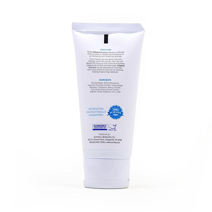 Cutemol Emollient Moisturizer for Sensitive Skin - Serious Moisturizing Cream for Damaged Skin Recovery - Fragrance Free Hydration for Cracked Hands & Feet, Eczema, Psoriasis & Dry Skin (2.75 oz)