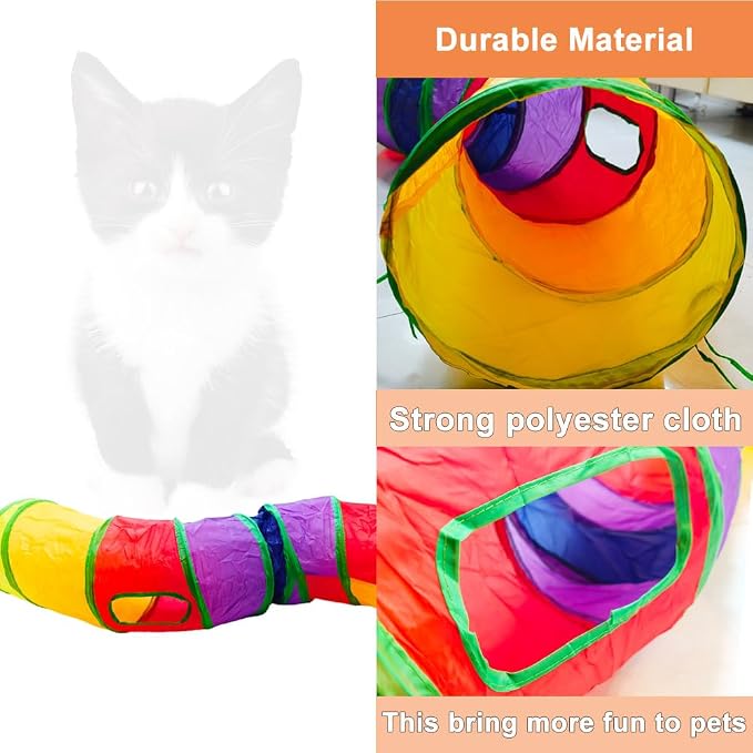 Cat Tunnel, Cat Tunnels for Indoor Cats, S-Shape Foldable Cats Cave