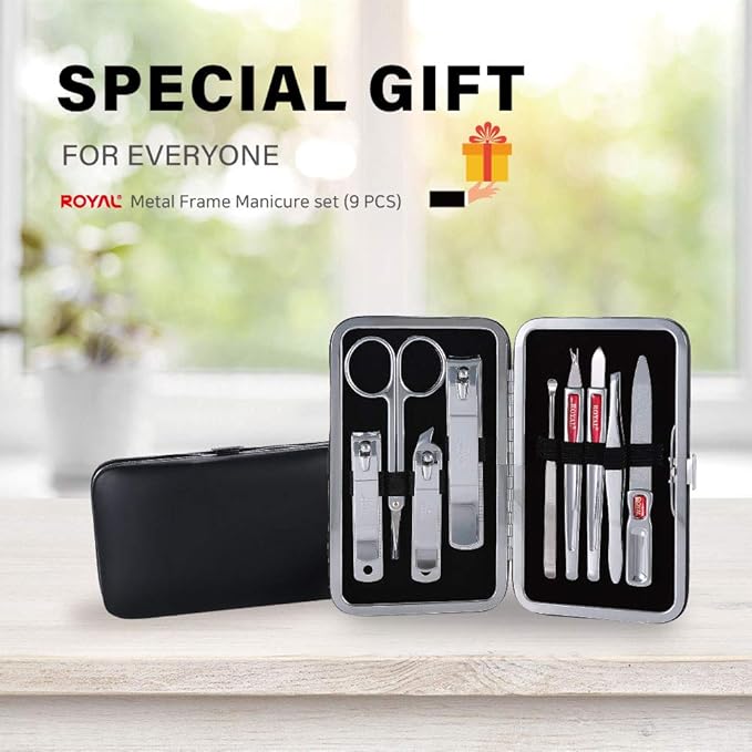 ROYAL Metal Nail Clipper Set Series (9 PCS Black)