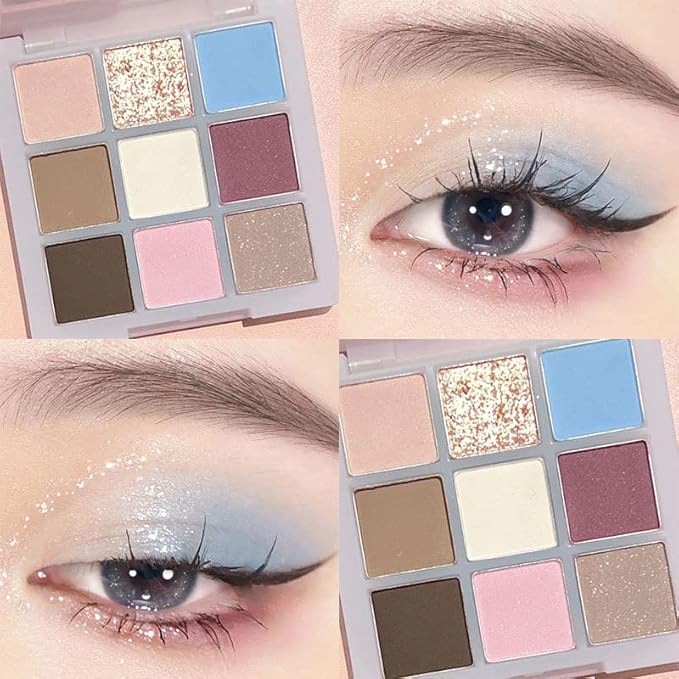 Kayswang 9 colors glitter eyeshadow palette makeup palette matte high pigment color cream texture natural eye shadow powder eye shadow palette in autumn and winter long lasting & waterproof (red)