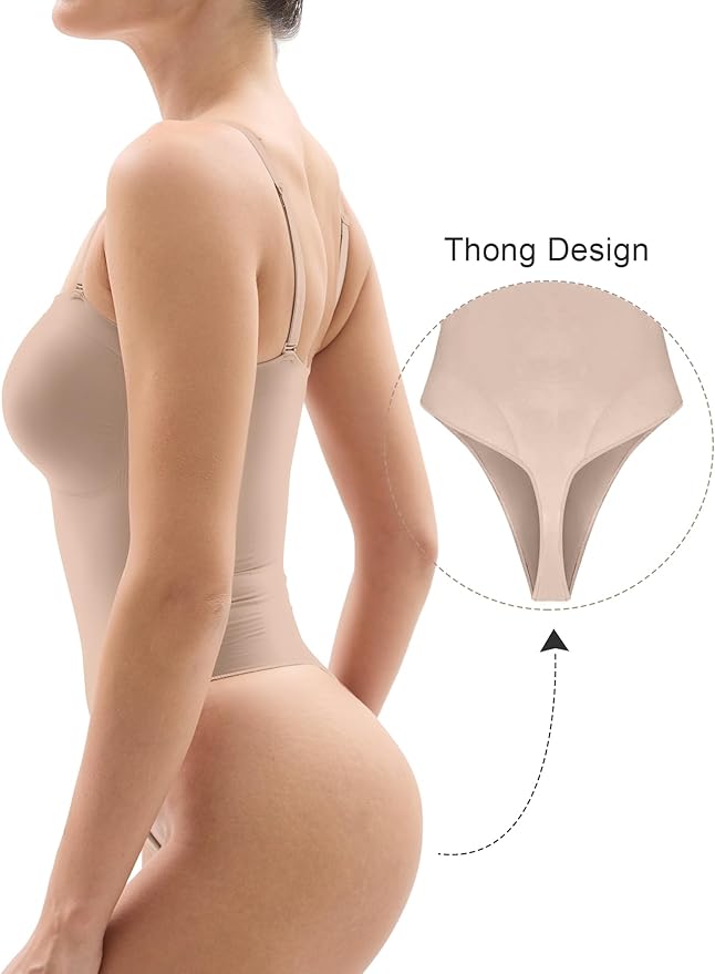 SHAPERX Strapless Shortie Bodysuit for Women Tummy Control Shapewear Seamless Body Shaper with Removable Straps