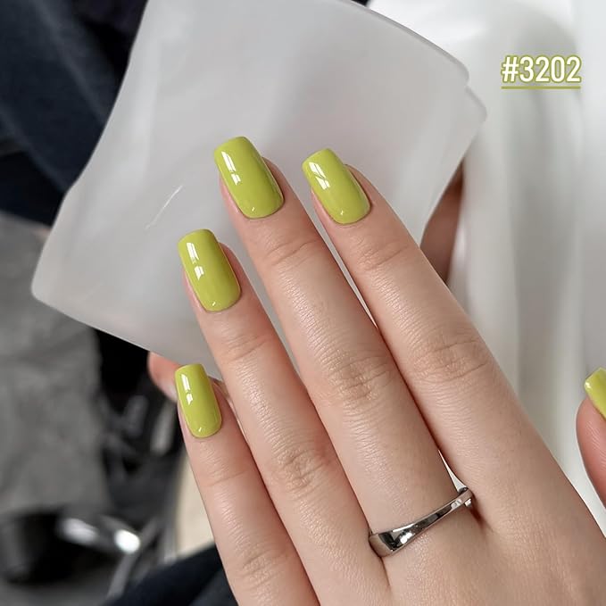 GAOY Green Gel Nail Polish Set, 6 Colors Dark Green Yellow, UV Cure Gel for DIY Manicure at Home