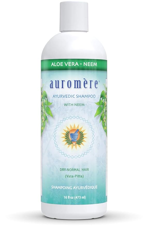 Auromere Ayurvedic Shampoo, Aloe Vera Neem - Vegan, Cruelty Free, Non-GMO, Natural, Gluten Free, Sulfate Free, Paraben Free for Dry to Normal Hair (16 fl oz), 2 Pack