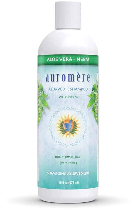 Auromere Ayurvedic Shampoo, Aloe Vera Neem - Vegan, Cruelty Free, Non-GMO, Natural, Gluten Free, Sulfate Free, Paraben Free for Dry to Normal Hair (16 fl oz), 2 Pack