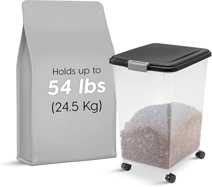 IRIS USA Dog Food Storage Container, Up to 54 lbs, Black, Made in USA