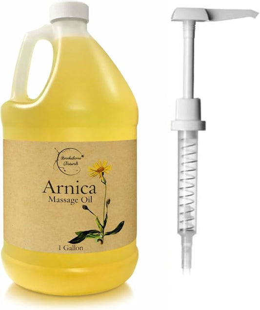 Brookethorne Naturals Arnica Massage Oil for Massage Therapy | Arnica Montana & Lemongrass Essential Oil – All Natural Supports Active Lifestyles – Paraben Free, Made in USA – 1 Gallon