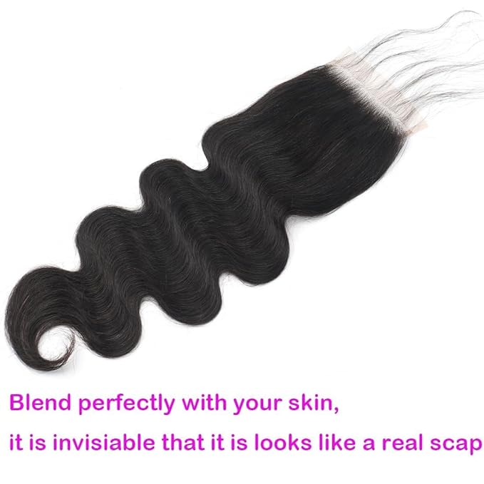 4x4 Skinlike HD Lace Closure 4x4 Human Hair Body Wave Lace Closure 10inch Brazilian Virgin Real Human Hair Body Wave Free Part Closure Pre Plucked Natural Hairline Nature Black