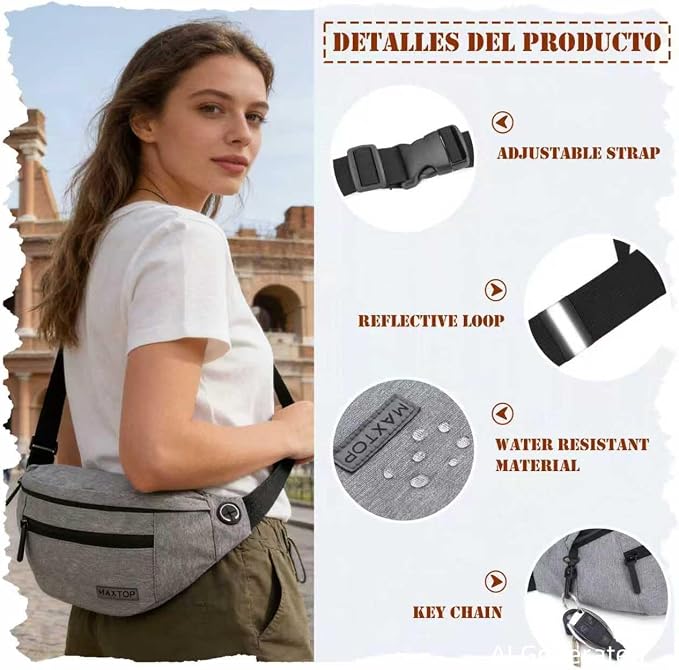 MAXTOP Large Crossbody Fanny Pack with 4-Zipper Pockets,Gifts for Enjoy Sports Festival Workout Traveling Running Casual Hands-Free Wallets Waist Pack Phone Bag Carrying All Phones