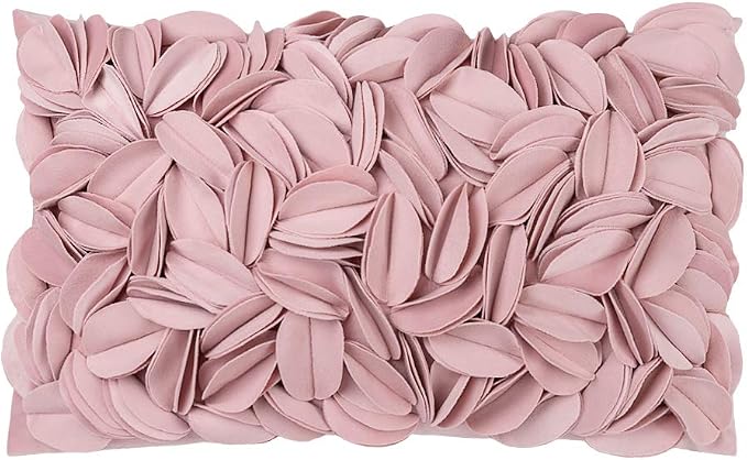 KINGROSE 3D Flower Throw Pillow Cover Home Decorative Pillow Case Sham Soft Lumbar Cushion Cover for Couch Bed Living Room Chair 12 x 20 Inches Rose Gold | Luxury Lumbar Cushion Cover, Home Decorative Pillowcase, For Couch Bed Living Room Chair