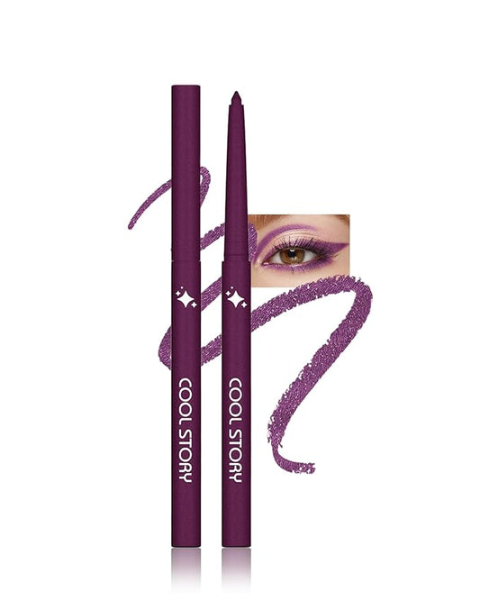 Glitter Gel Eyeliner Pencil,Retractable Cream Purple Eye Liner Pencils,Waterline Eye Makeup Liners,Waterproof & Smudge Proof Eyeliner Facial Makeup Gift for Mature Women,Girls, Christmas - G08 Purple