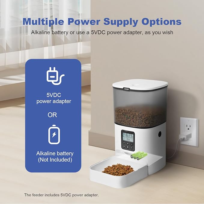 Automatic Cat Feeder, 4L Cat Food Dispenser with 10s Voice Recorder, Pet Feeder up to 8 Meals per Day, Timed Dog Feeder with Dry Food Sealed Ring