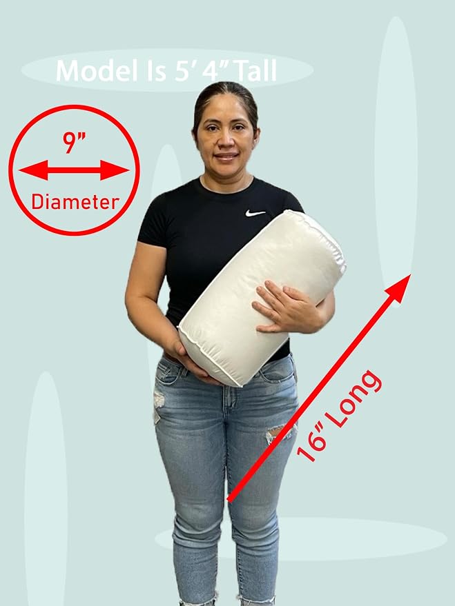 Pillowflex Bolster Pillow (9x16) - Round Roll Pillow Bolster Insert, Plush Polyester-Filled Insert for Decorative Shams, Odorless, Lint and Dust-Free Polyester Filling, No Lumps - (White)