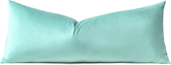 Artscope Luxury Velvet Lumbar Pillow Cover Super Soft Decorative Rectangle Pillowcases Soft Solid Cushion Cases for Couch Sofa Bedroom Car Decor 14x36 Inch Aqua Green