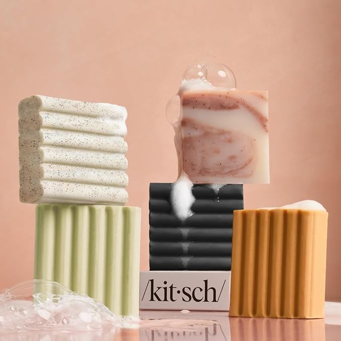 Kitsch Glycolic Acid Face & Body Wash Bar – Resurfacing Bar Soap with Shea Butter for Smoother, Brighter Skin – Gentle Soap & Body Wash Women & Men Love – Cucumber & Eucalyptus Scent Bath Soap - 4 oz