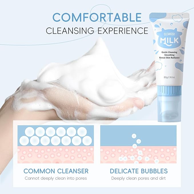 12 PCS Milk Skincare For Kids, Girls Skin Care For Kids Age 8-12, Hydrating Skincare For Girls 10-12, Milk Extract Face Skincare For Teens, Gift Set For Birthday Women's Day