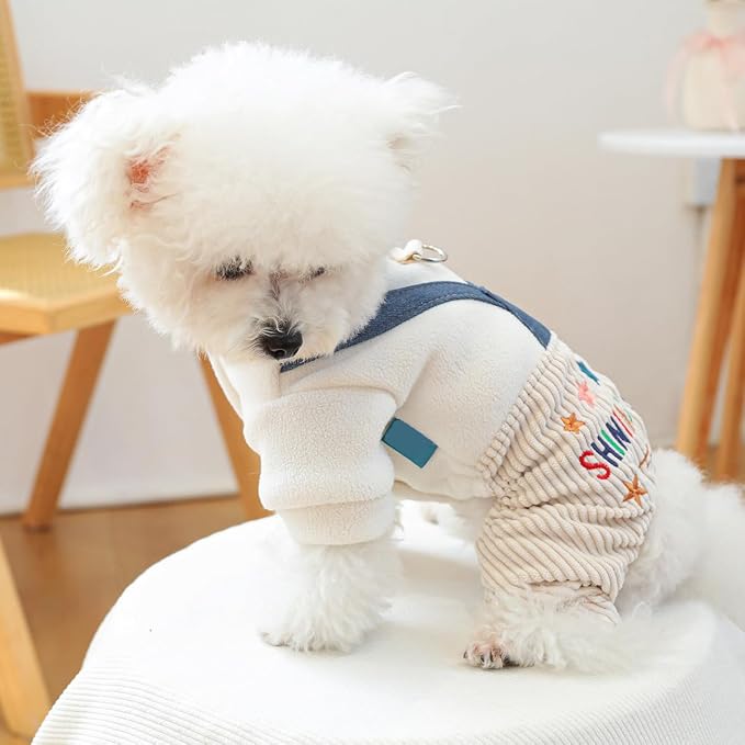 Dog Stylish Overalls Comfortable Puppy One Piece Outfits Summer Bib Overalls for Small Dogs Cute Pet Jumpsuit Onesie Chihuahua Yorkies Birthday Holiday Clothes Costume