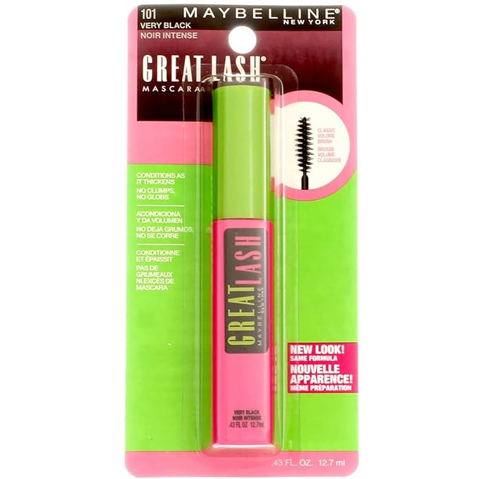 Maybelline Great Lash Mascara, Very Black [101], 0.43 oz (Pack of 4)